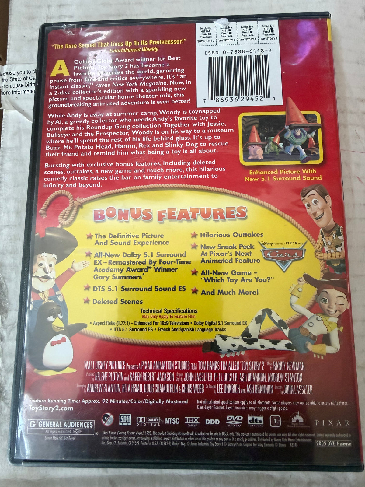 Toy Story 2 DVD movie animated film with Tom Hanks used …