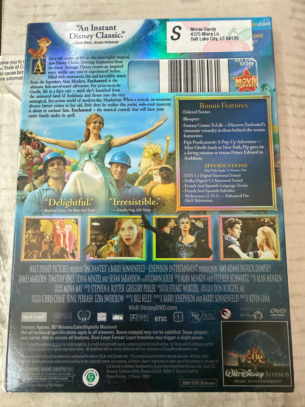 Walt Disney Enchanted DVD movie widescreen used extras …