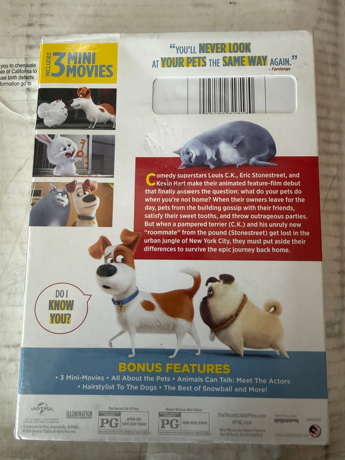 Secret Life of Pets DVD animated movie used …