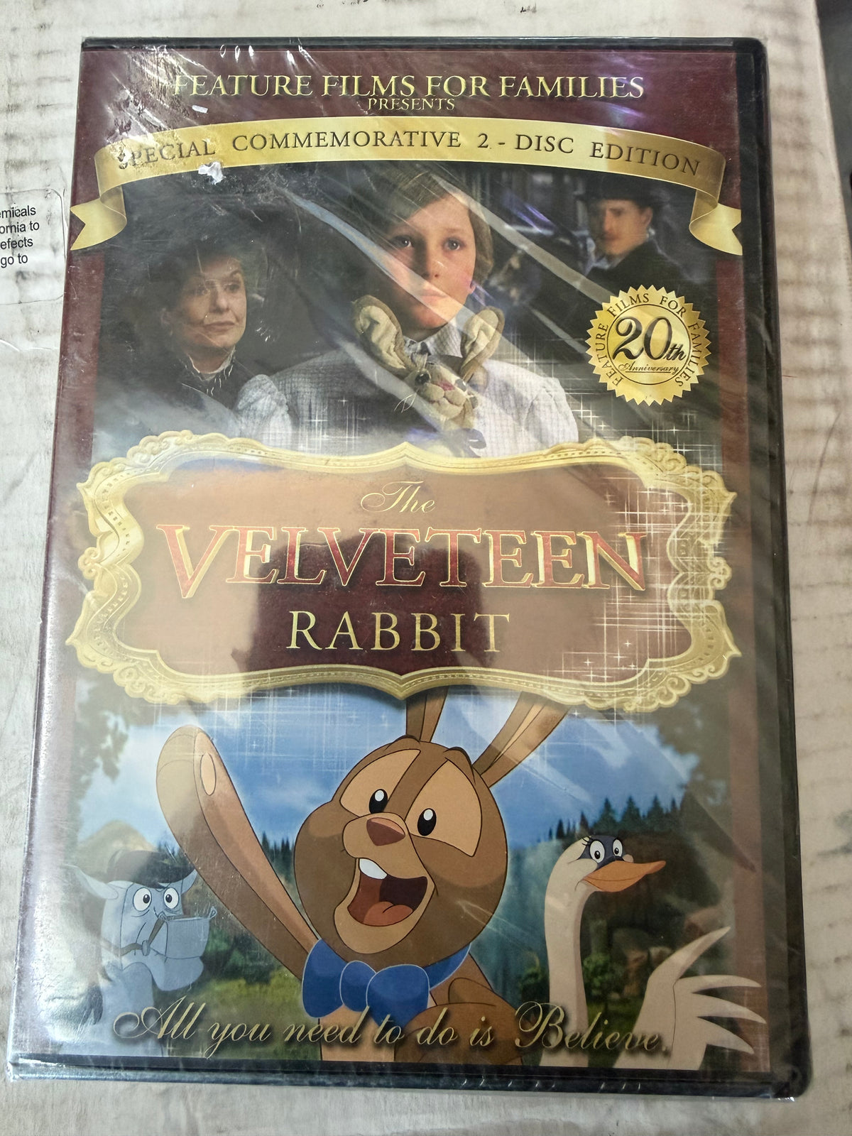Velveteen Rabbit DVD movie live actors and cartoon new dvd…