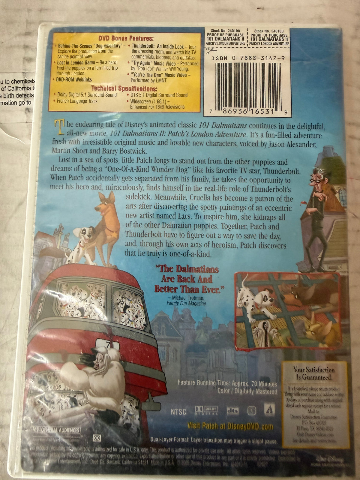 101 Dalmatians 2 patch goes to London animated by Walt Disney used DVD…
