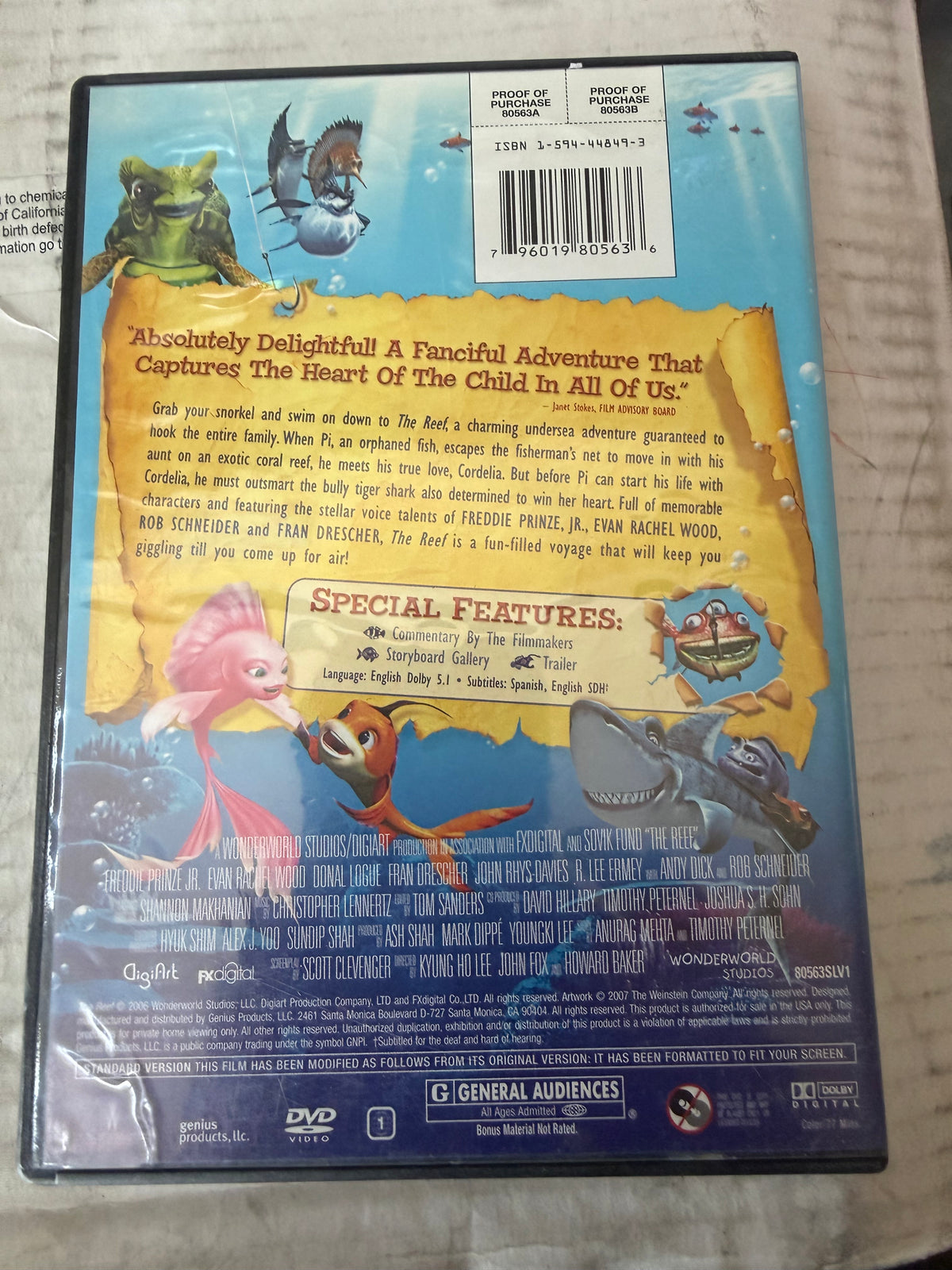 The Reef animation cartoon DVD movie used…
