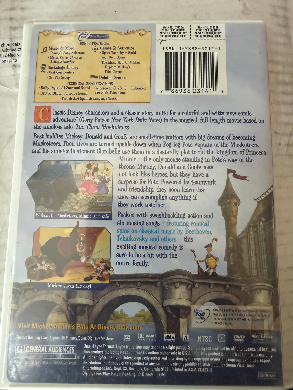 Mickey Mouse and the 3 musketeers DVD movie Classic used …