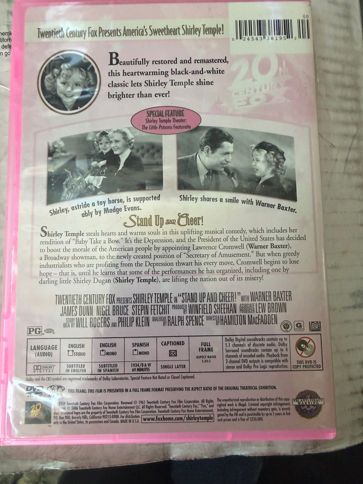 Shirley Temple in Stand up and Cheer DVD used …