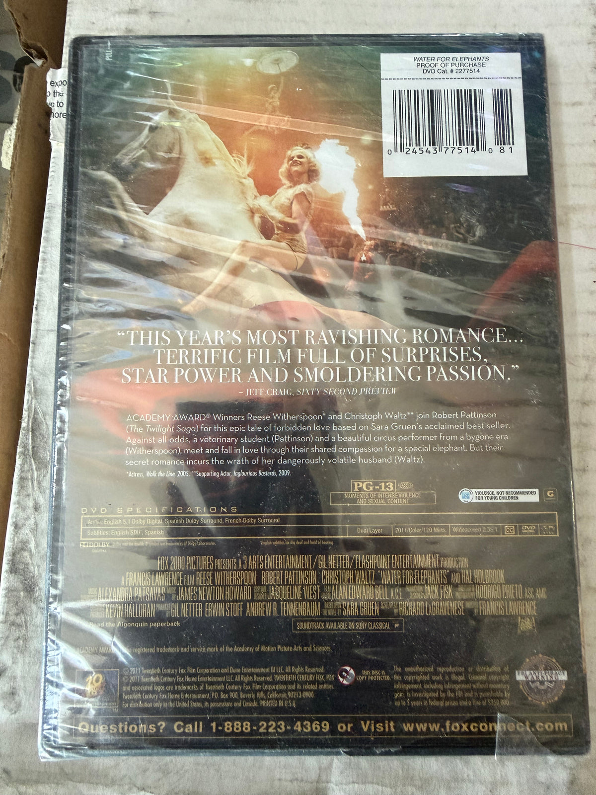 Water Elephants DVD movie with Rease Witherspoon drama  new …
