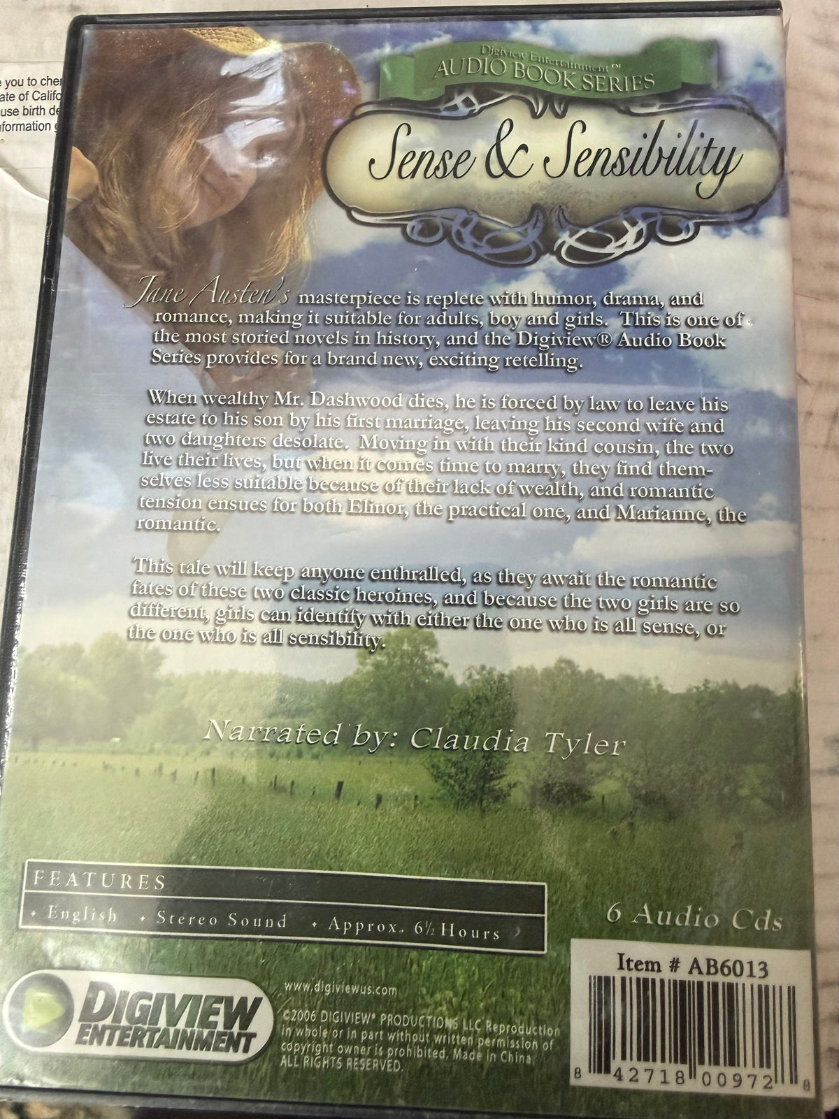Sense and Sensibility audio Book on CD rom 6 cd’s famous book …