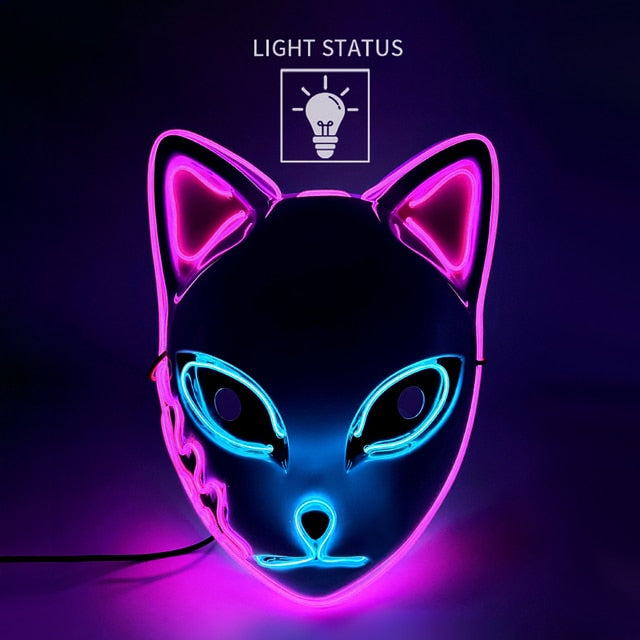 Glowing Halloween LED Lighted Cat Face Mask Costume Accessory Cosplay NEW