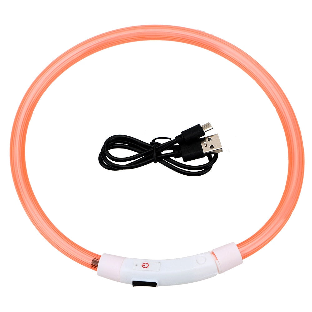 LED Glowing Waterproof Dog Collars, Street Safety from Autos, Outdoors Never Lost NEW