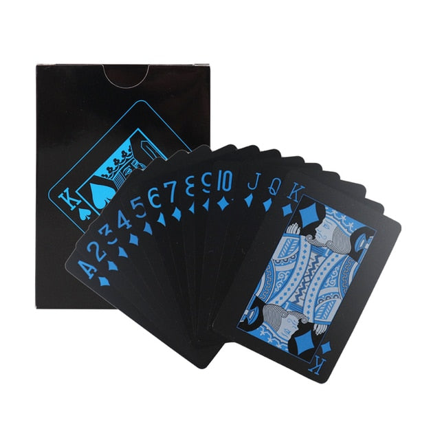 Deck Of Poker Cards, Water Resistant, Red or Blue on Black, Square, Ray, and Rose Gold Leaf NEW