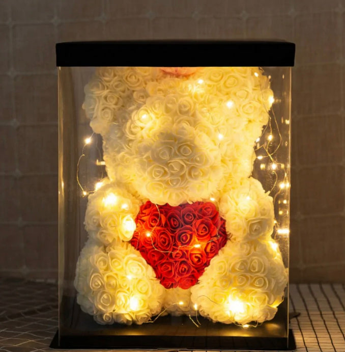 Valentines Day Rose Bear Light up Decoration Pink White Red Purple Blue Black