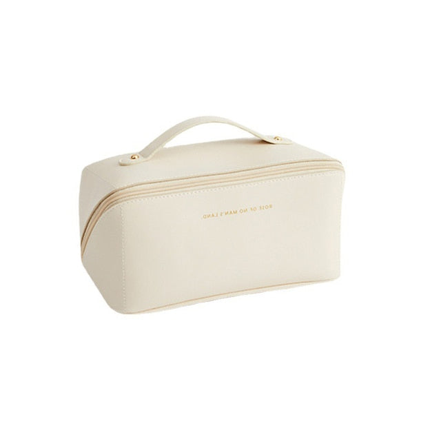 Female Storage Makeup Bag Case Creamy Soft Leather NEW