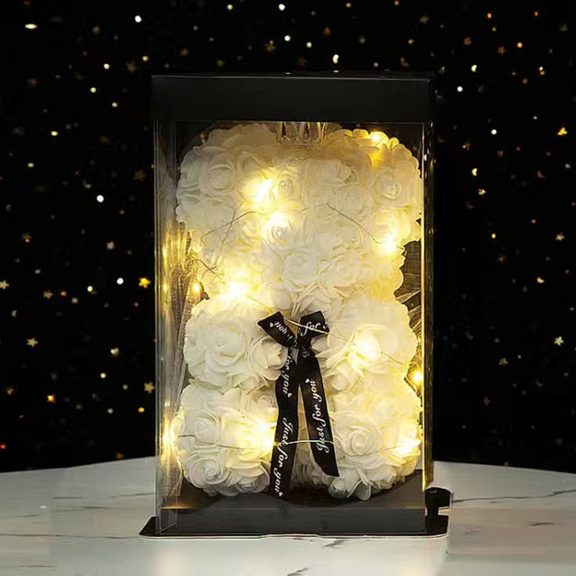 Valentines Day Wedding Decoration Red Rose Bear lights