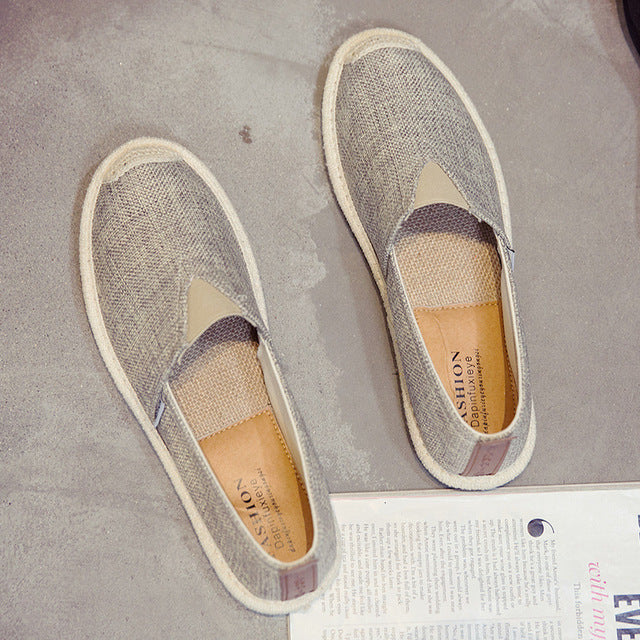 Whoholl Breathable Linen Casual Men's Shoes Old Beijing Fisherman Cloth Canvas Leisure Flat NEW