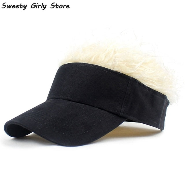 Novelty Baseball Cap Fake Hair Visor Hat Costume Accessory Cosplay NEW