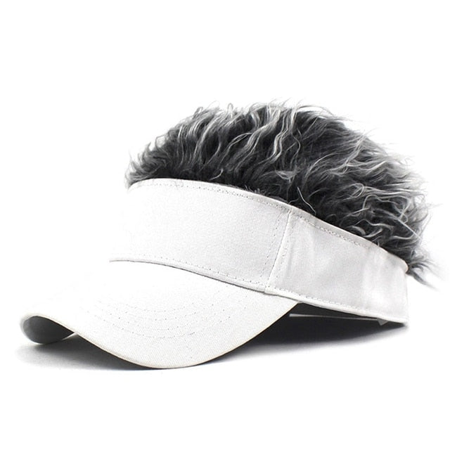 Novelty Baseball Cap Fake Hair Visor Hat Costume Accessory Cosplay NEW
