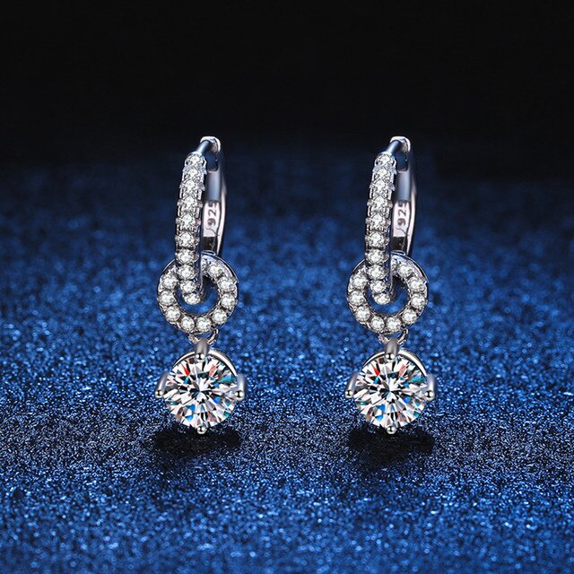 Valentines Day Genuine Moissanite Drop Earrings Sparkle