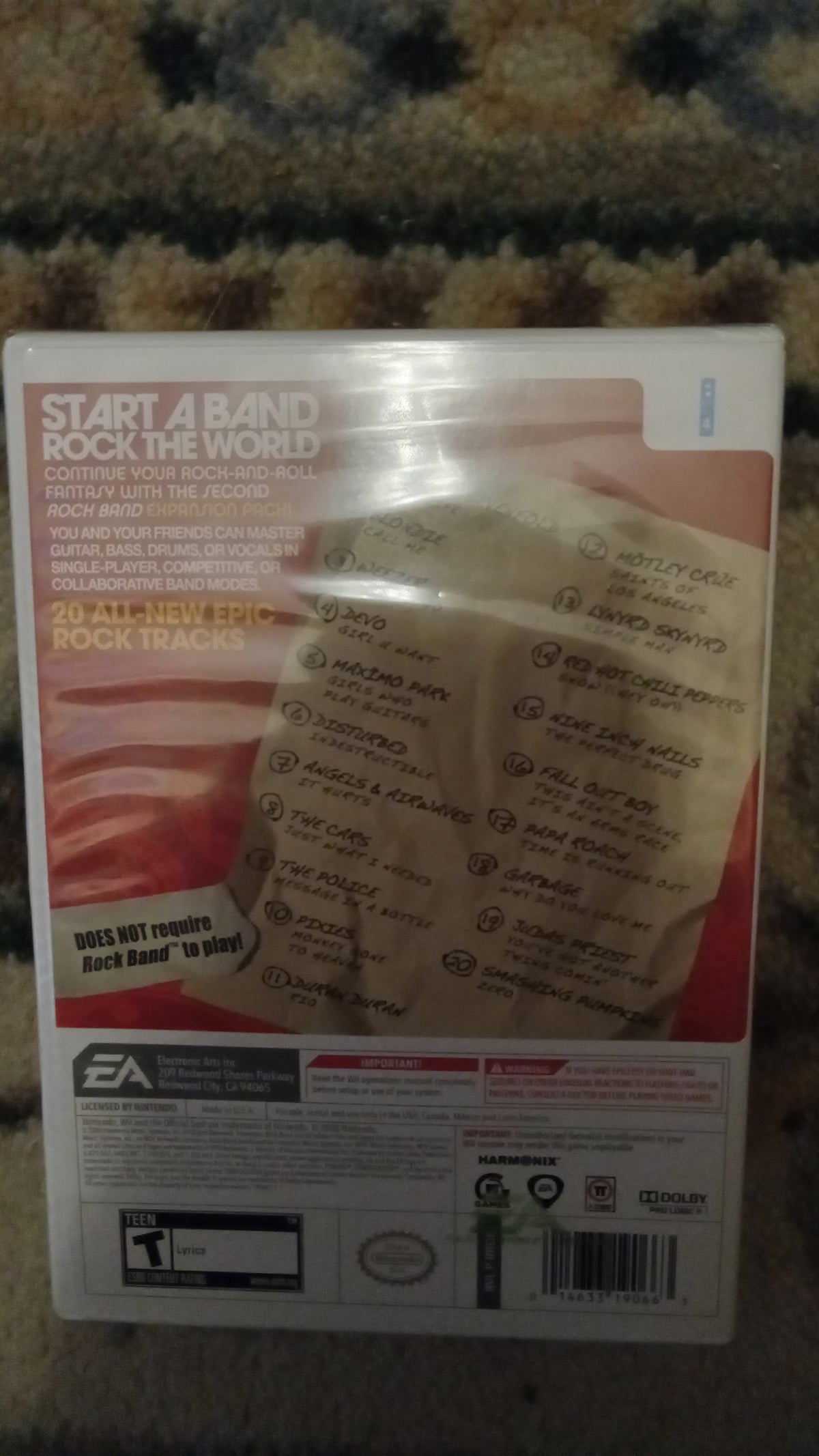 Nintendo Wii Rock Band Accessory Lot - Track Pack Vol 2 Game, Wireless Drum Dongle Receiver & USB Guitar Hub Adapter