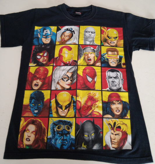 Marvel Mad Engine T-Shirt Adult M, Features 20 Super Heroes, USED