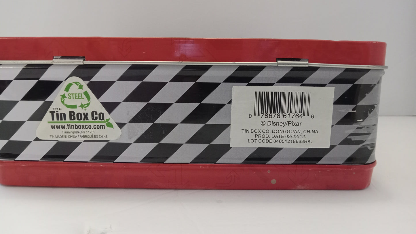 LUNCH BOX Disney Pixar Cars World Grand Prix Metal Tin - Lightning McQueen & Francesco Bernoulli Tote USED