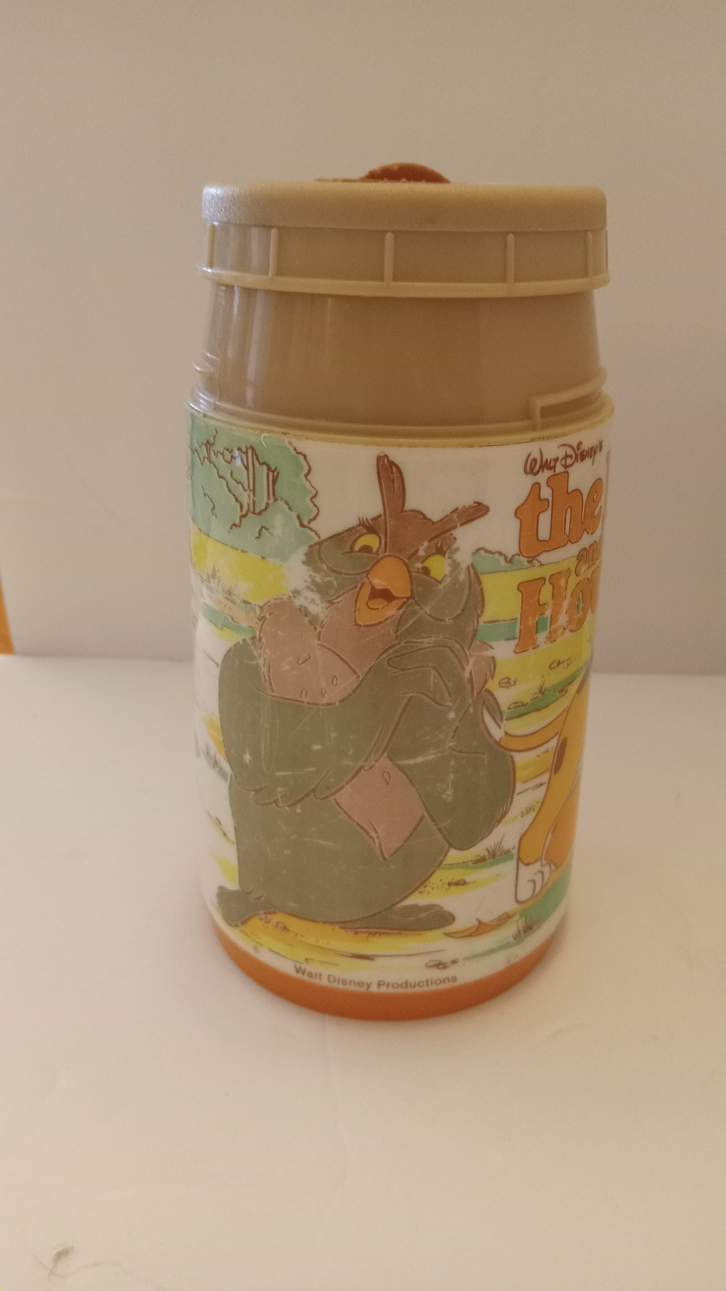 LUNCH BOX Vintage 1981 Disney Fox and the Hound Metal with Matching Thermos Set - Aladdin USED