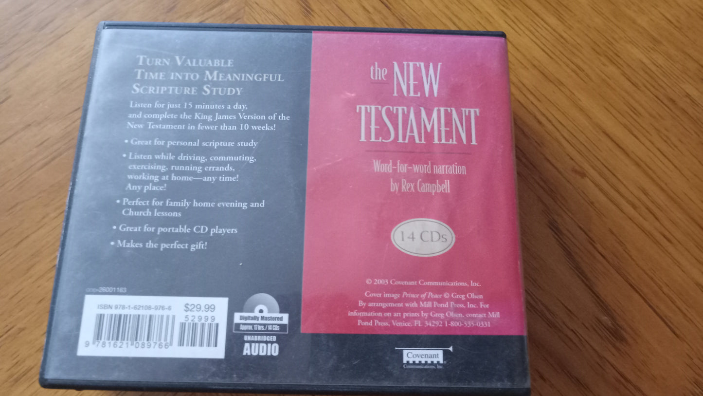 AUDIO BOOK New Testament Bible 14 CDs Box Set Narrated by Rex Campbell USED
