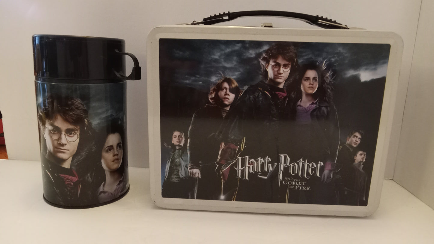 LUNCH BOX Vintage NECA Harry Potter and the Goblet of Fire Metal + Thermos Set USED