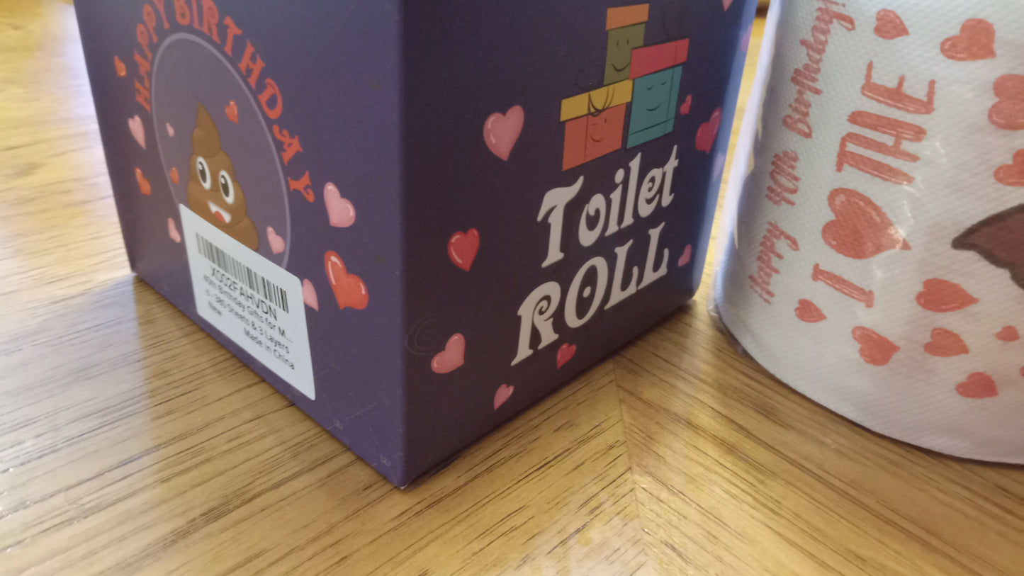 TOILET PAPER ROLL Gag Gift 40th Birthday - "Holy Poop You Are 40!" Prank Gift with Box