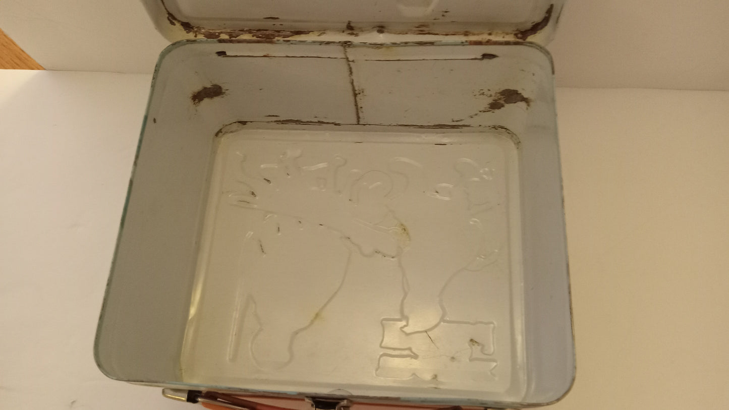 LUNCH BOX Vintage 1981 Disney Fox and the Hound Metal with Matching Thermos Set - Aladdin USED
