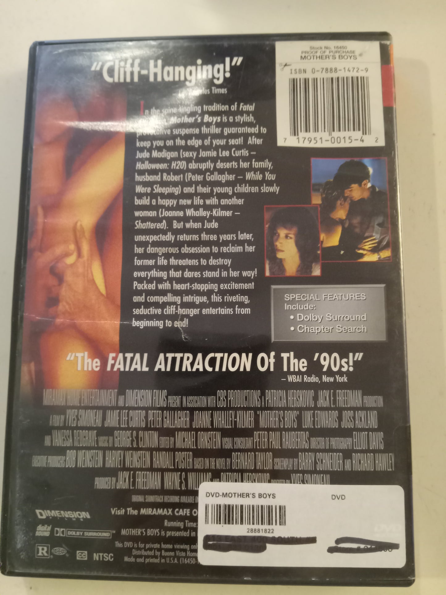 DVD: Mother's Boys (Widescreen, Rated R) Jamie Lee Curtis USED