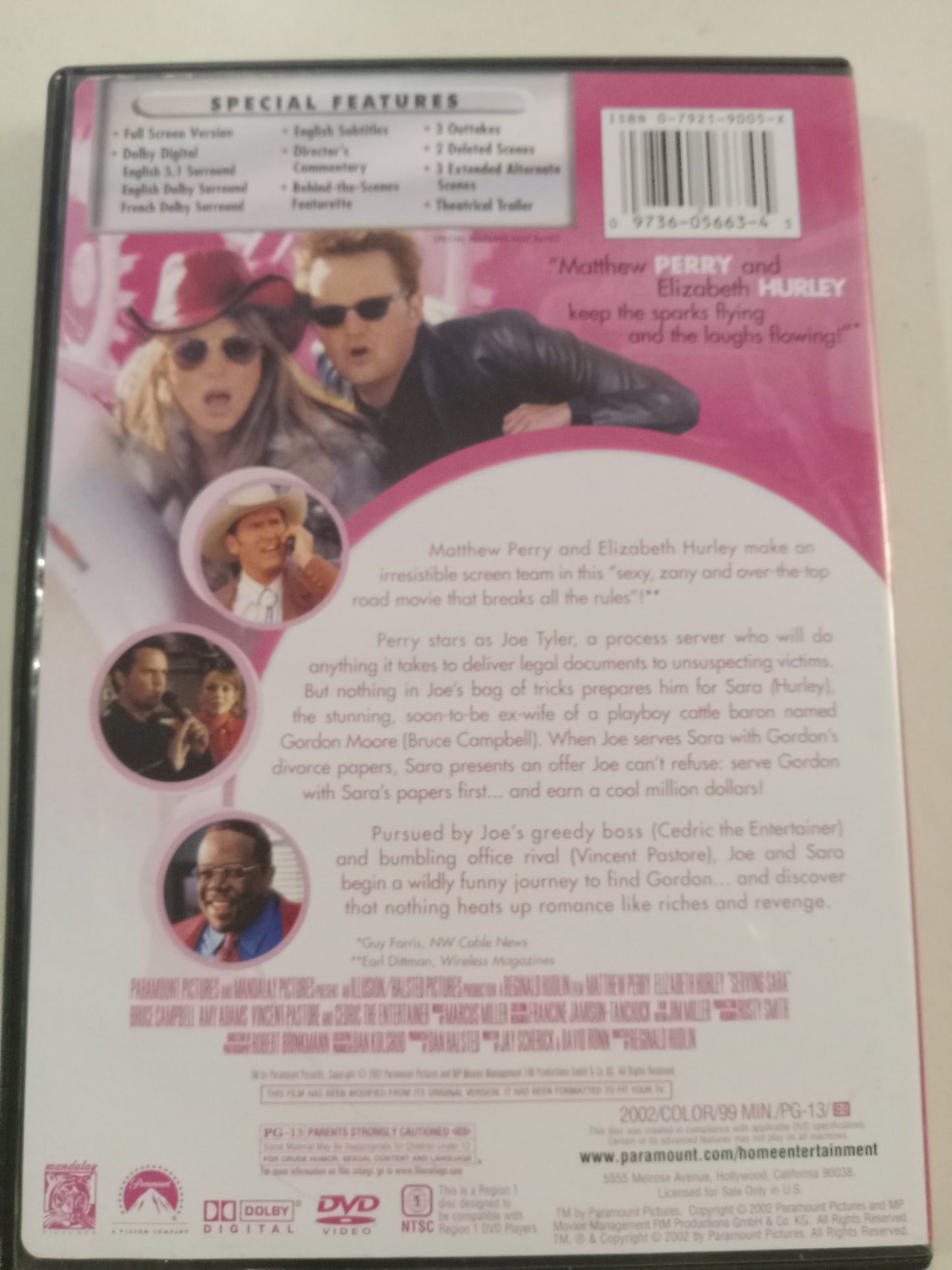 Serving Sara, DVD Movie, Matthew Perry Widescreen/Fullscreen, Rated PG-13, USED