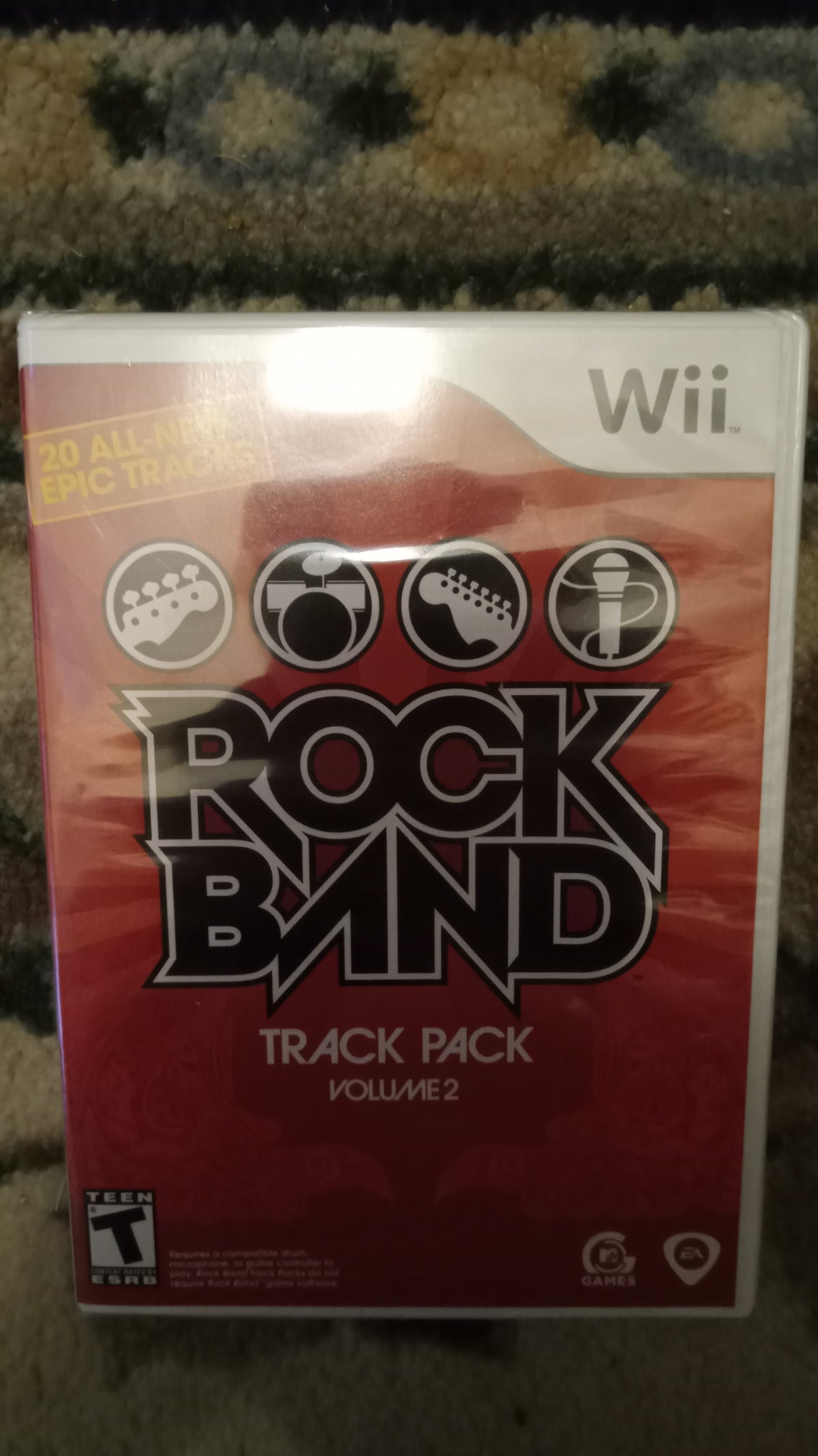 Nintendo Wii Rock Band Accessory Lot - Track Pack Vol 2 Game, Wireless Drum Dongle Receiver & USB Guitar Hub Adapter