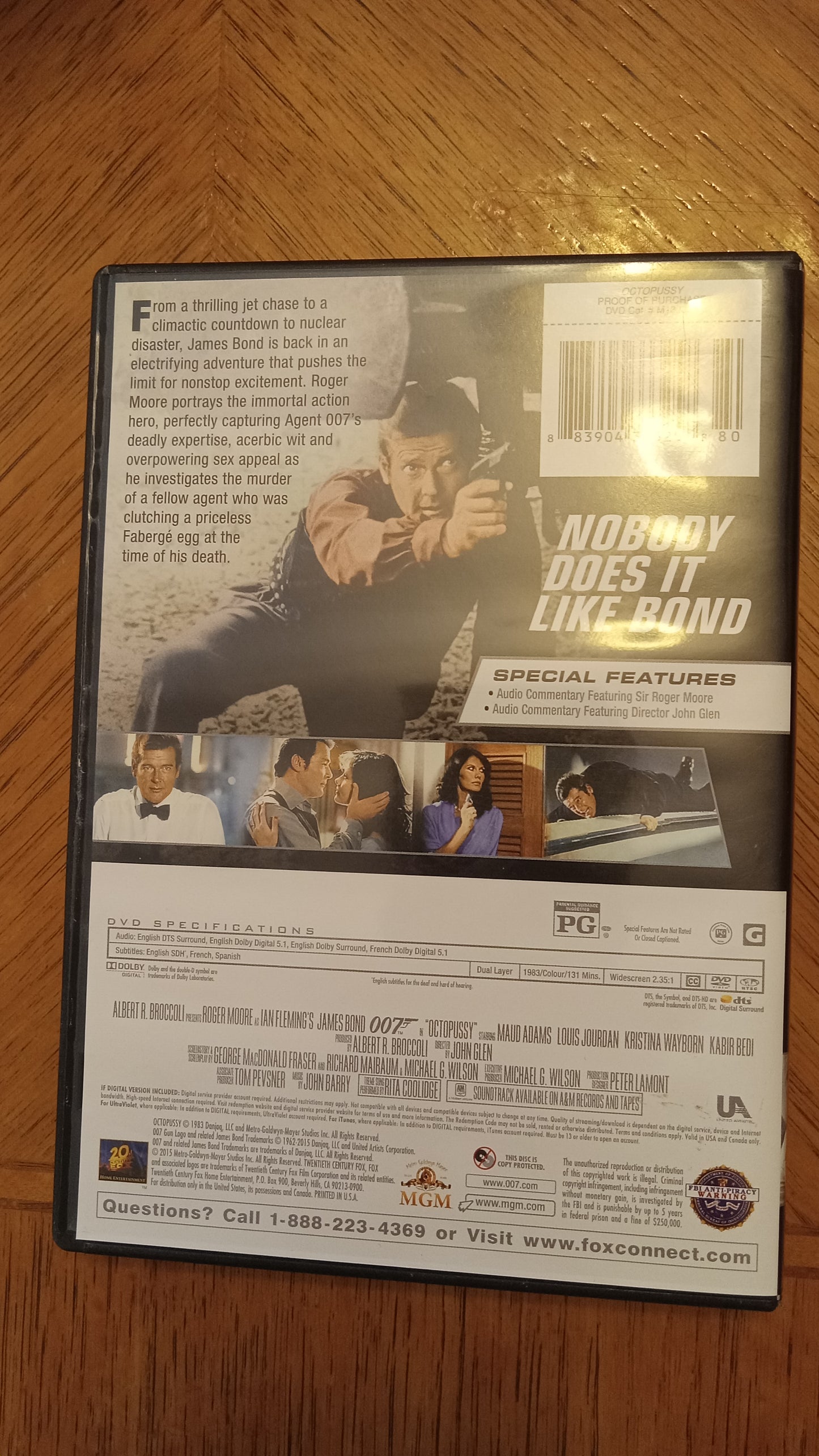 DVD Octopussy James Bond 007 Special Edition Widescreen Rated PG Special Edition, LIKE NEW