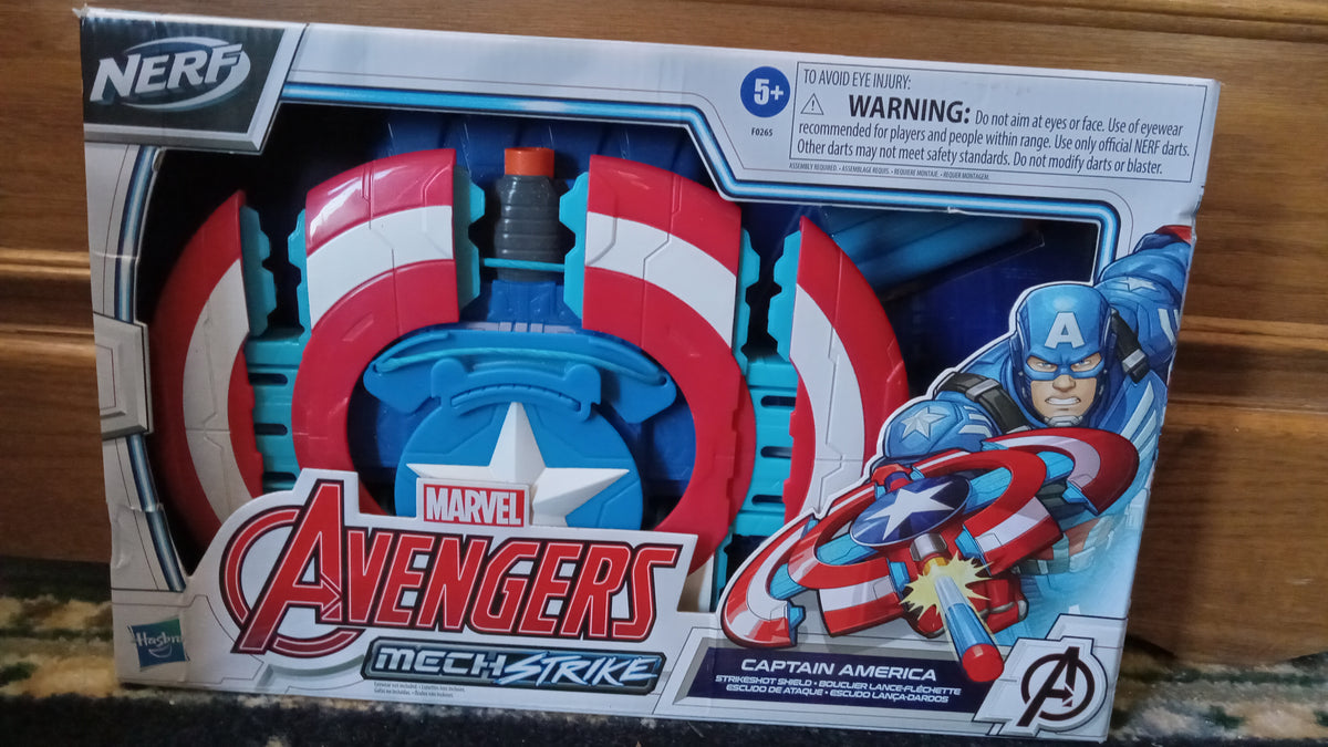 NERF Marvel Avengers Mech Strike Captain America Strikeshot Shield Roleplay Toy
