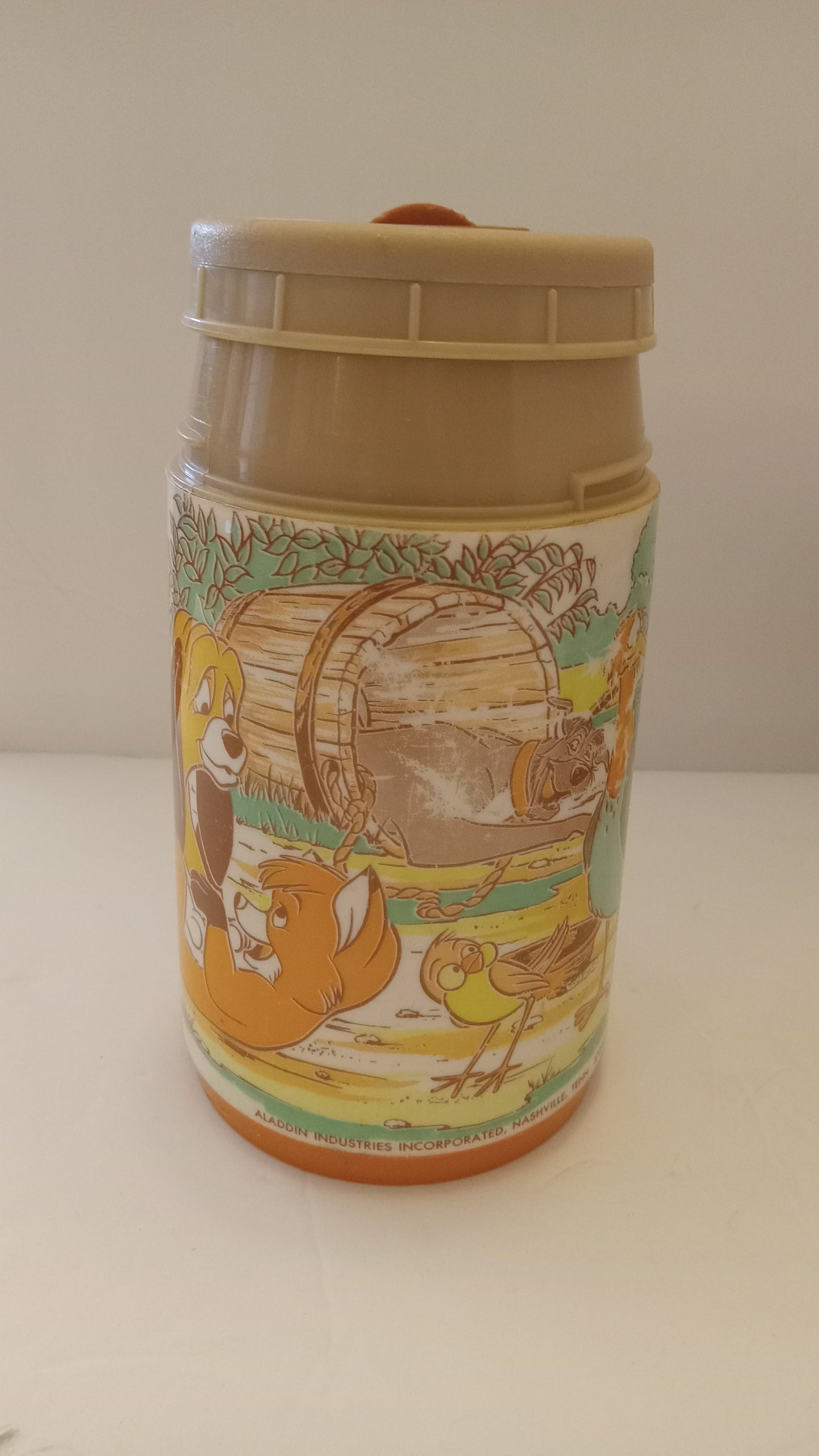 LUNCH BOX Vintage 1981 Disney Fox and the Hound Metal with Matching Thermos Set - Aladdin USED