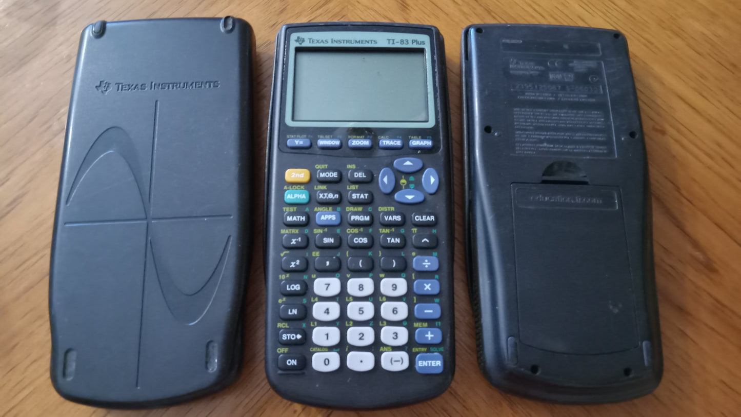 CALCULATOR Texas Instruments TI-83 Plus Graphing w/Slide Cover USED