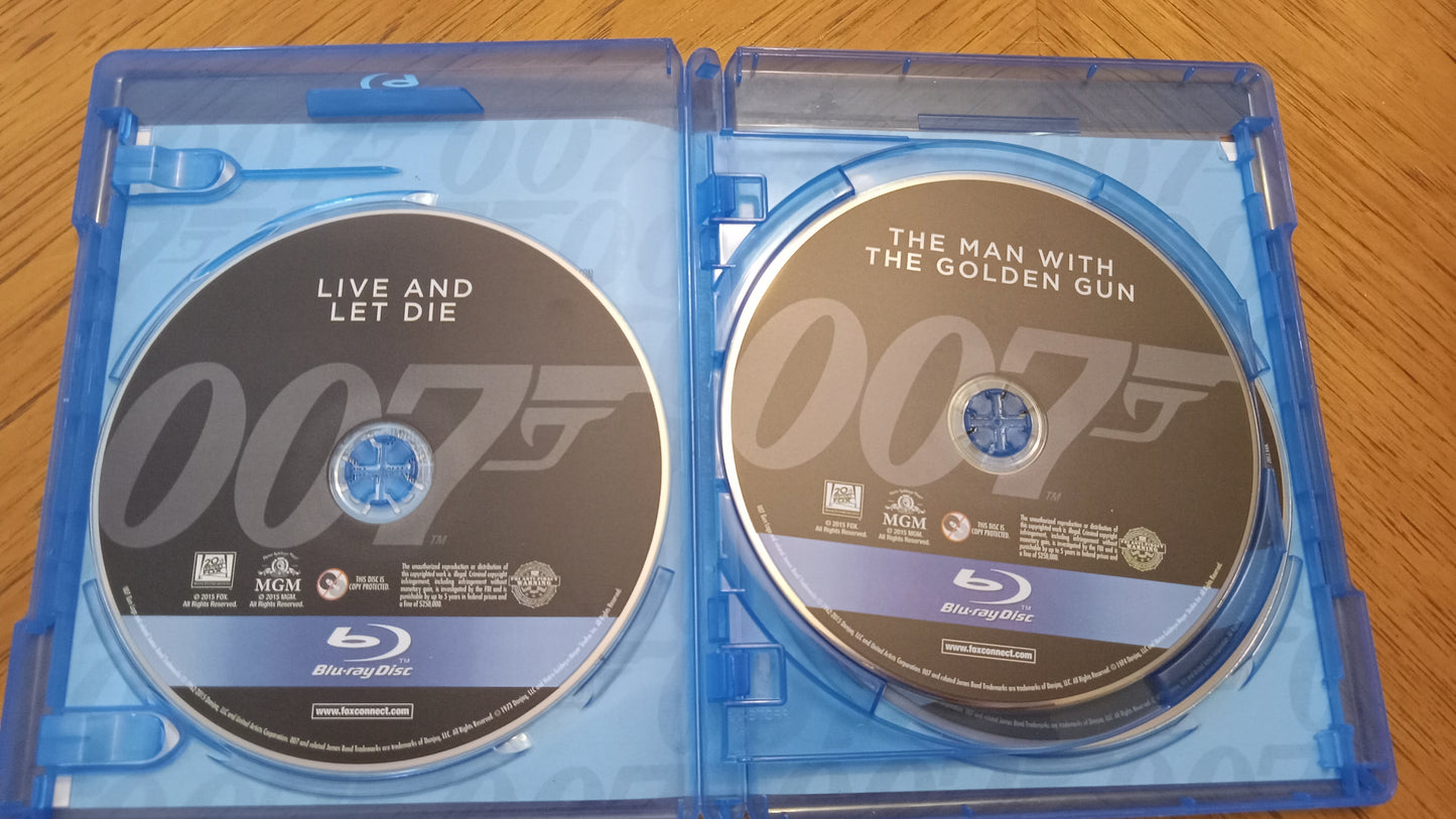 Blu-Ray James Bond, Roger Moore Collection Vol. 1, Live & Let Die, Man With Golden Gun, Spy Who Loved Me Rated PG USED