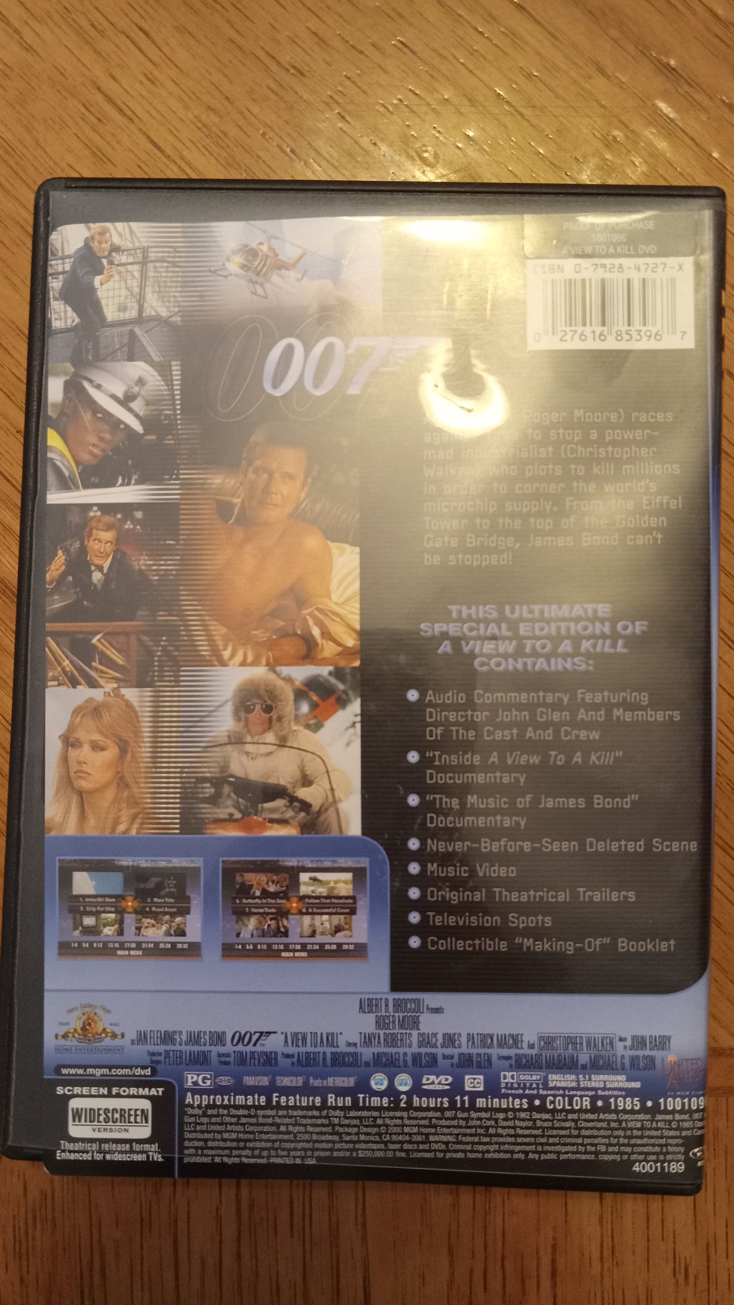 DVD A View To A Kill James Bond 007 Special Edition Widescreen Rated PG USED
