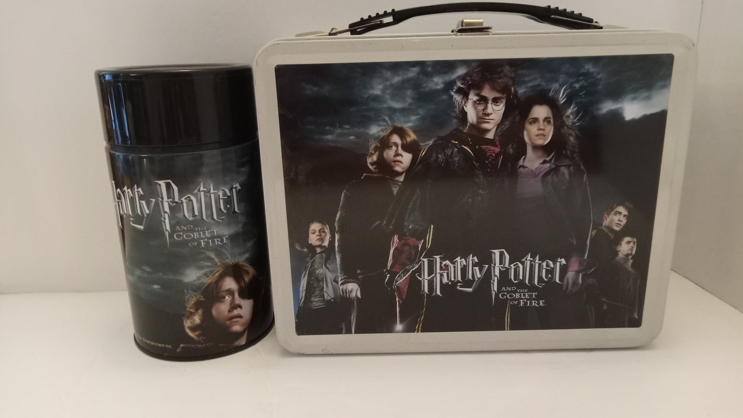 LUNCH BOX Vintage NECA Harry Potter and the Goblet of Fire Metal + Thermos Set USED