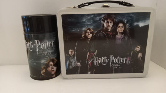 LUNCH BOX Vintage NECA Harry Potter and the Goblet of Fire Metal + Thermos Set USED