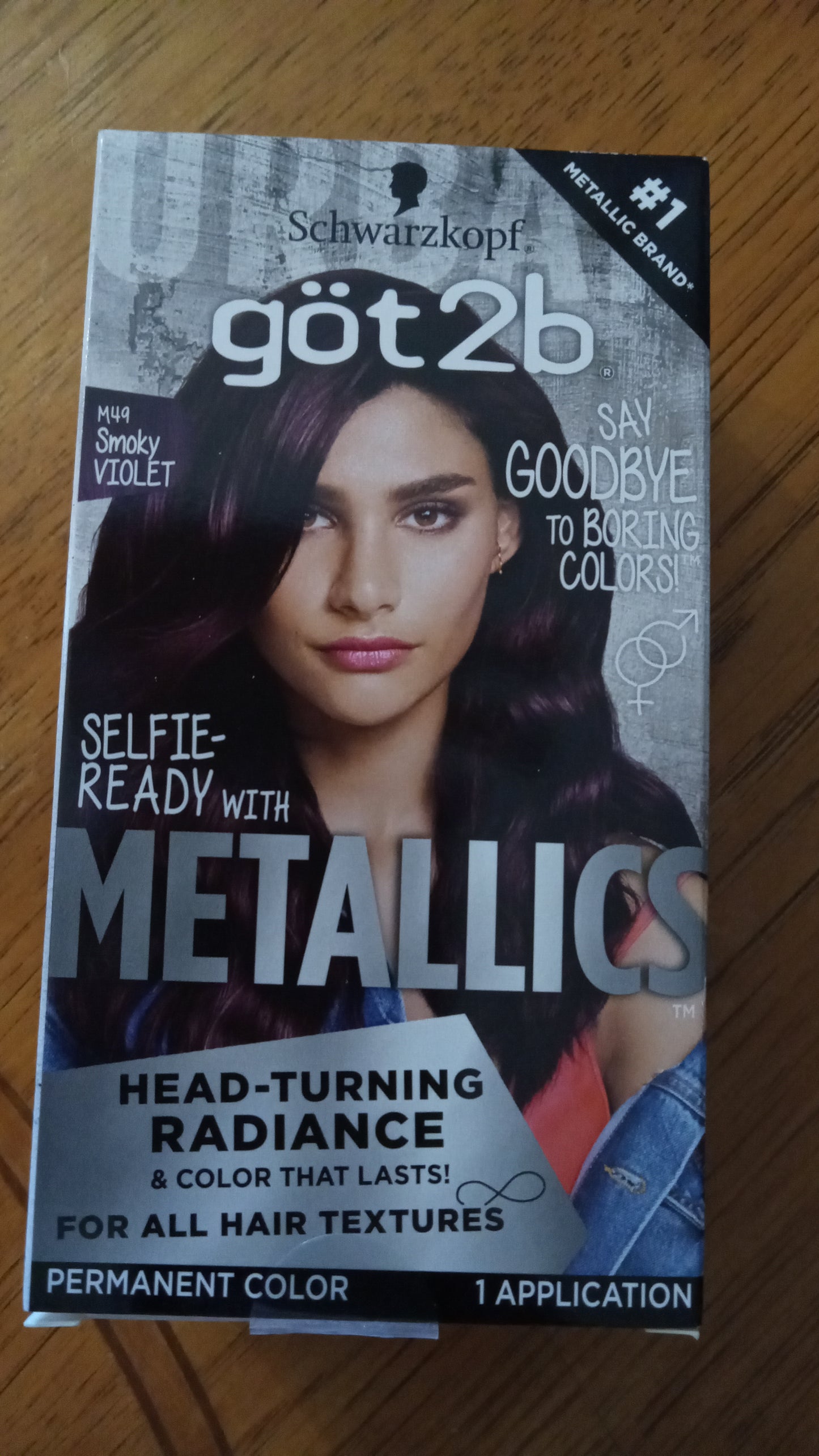 HAIR DYE Schwarzkopf Got2B Metallics Permanent Hair Color, M49 Smoky Violet - NEW