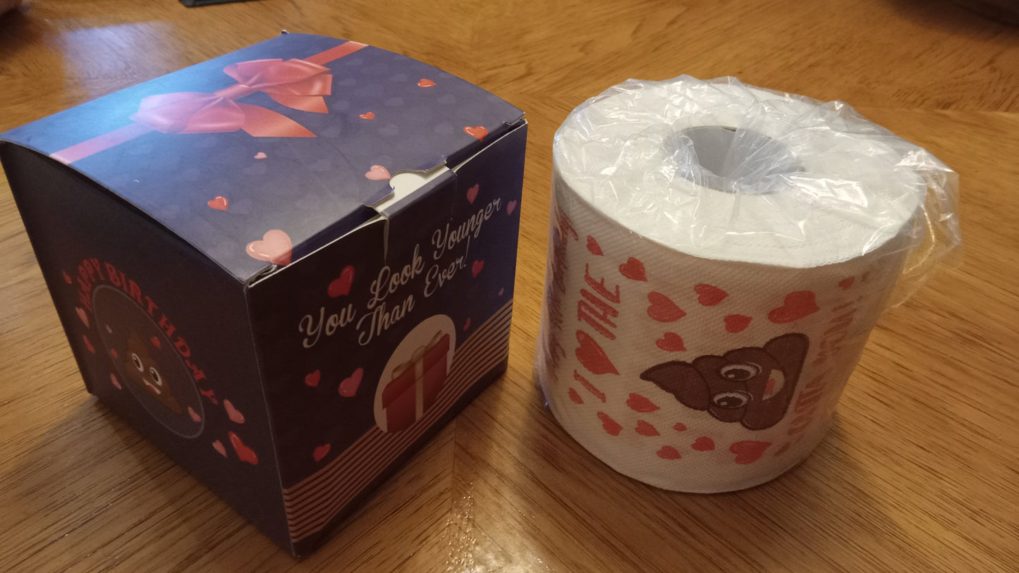 TOILET PAPER ROLL Gag Gift 40th Birthday - "Holy Poop You Are 40!" Prank Gift with Box