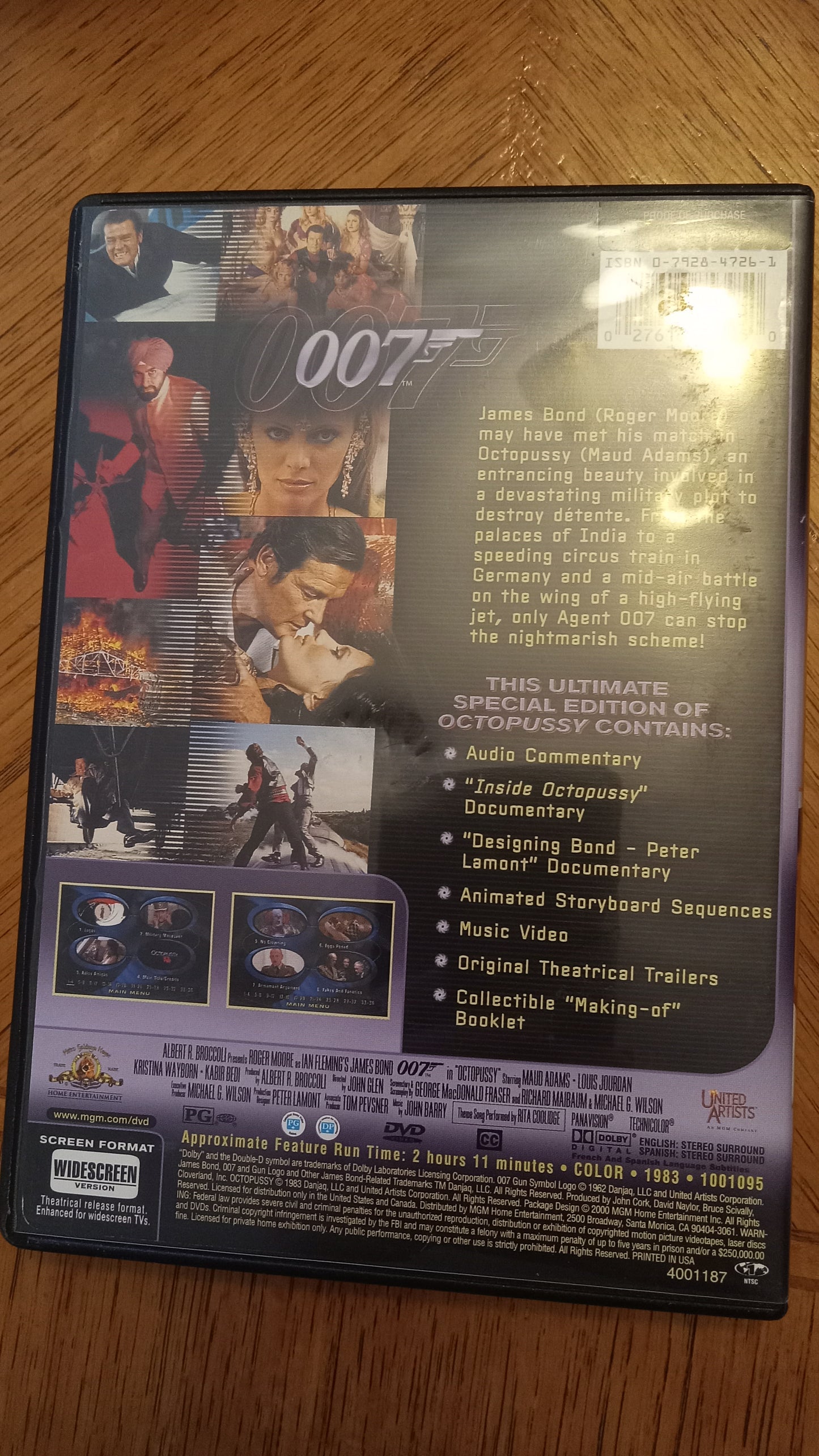 DVD Octopussy James Bond 007 Special Edition Widescreen Rated PG Special Edition, LIKE NEW