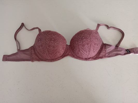 Victoria's Secret Dark Pink Laced Pushup Bra 32DD, Pigeonnant Rendezvous, Adds 2 Cups, LIKE NEW