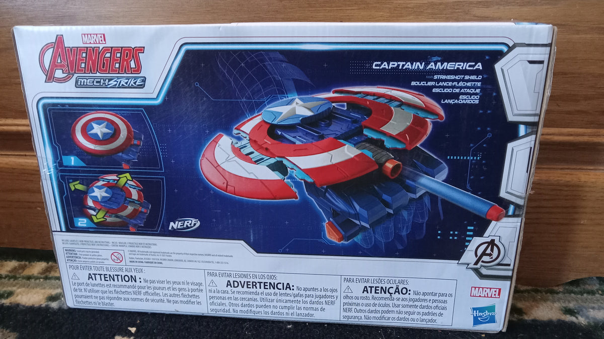 NERF Marvel Avengers Mech Strike Captain America Strikeshot Shield Roleplay Toy