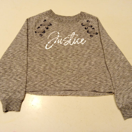Justice Active Crop Top Gray Size 7 Girls Shirt Long Sleeves, LIKE NEW