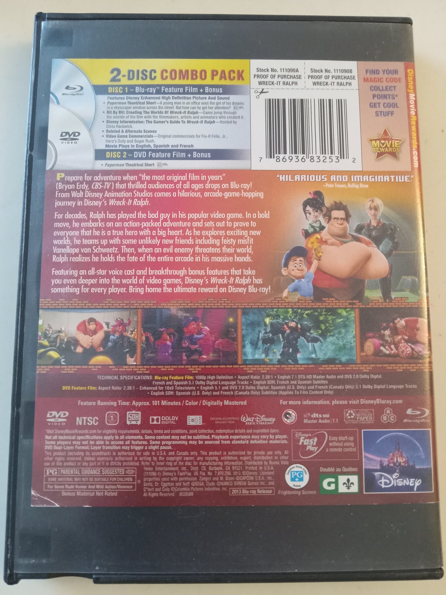 DVD: Wreck It Ralph (2013, Widescreen, PG) Disney USED