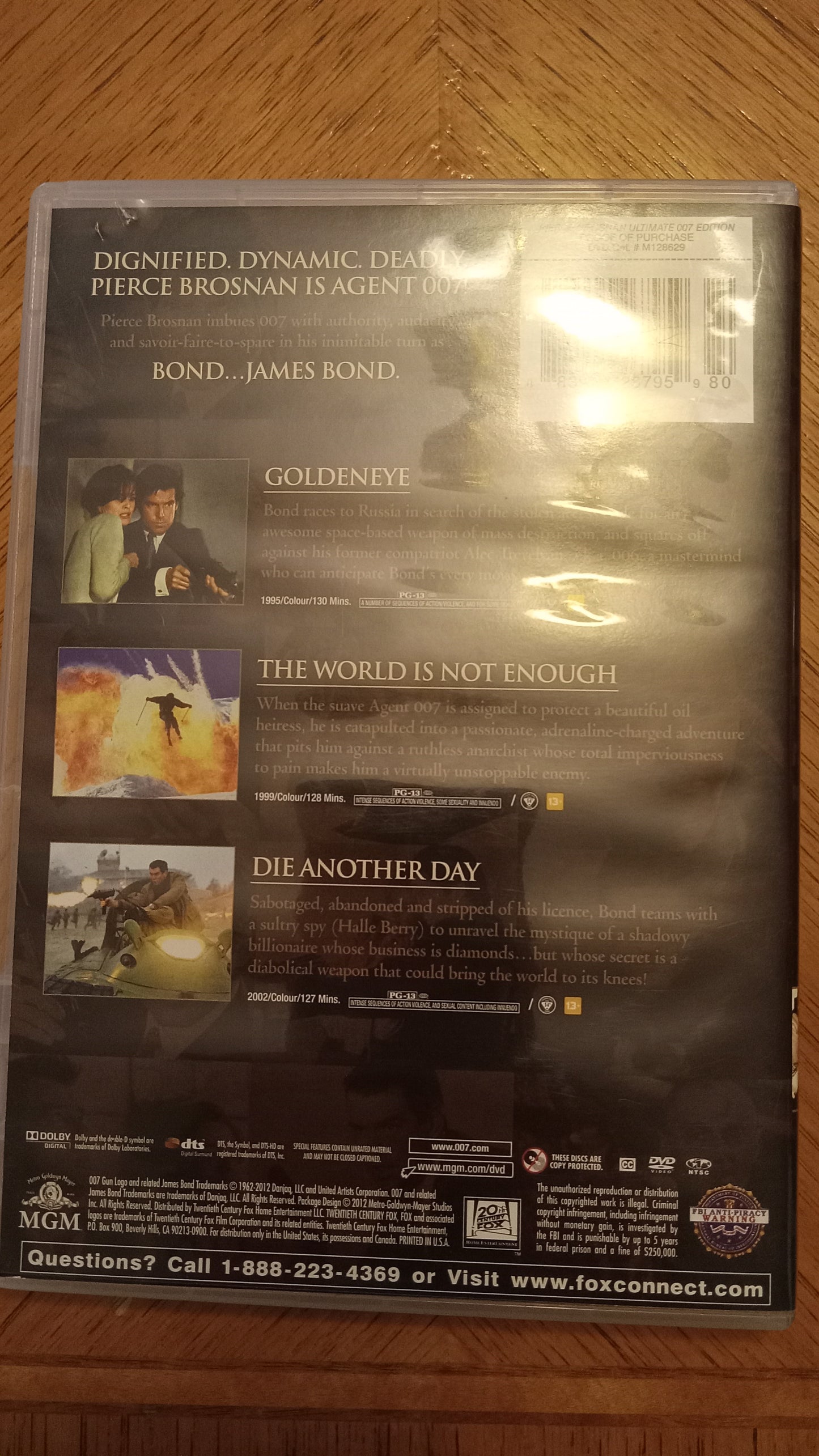 DVD James Bond Pierce Brosnan Ultimate Edition Goldeneye, World Is Not Enough, Die Another Day 007 Rated PG-13 USED
