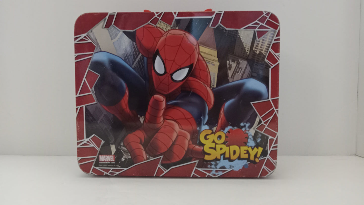 LUNCH BOX Marvel Ultimate Spider-Man "Go Spidey!" Metal Tin USED