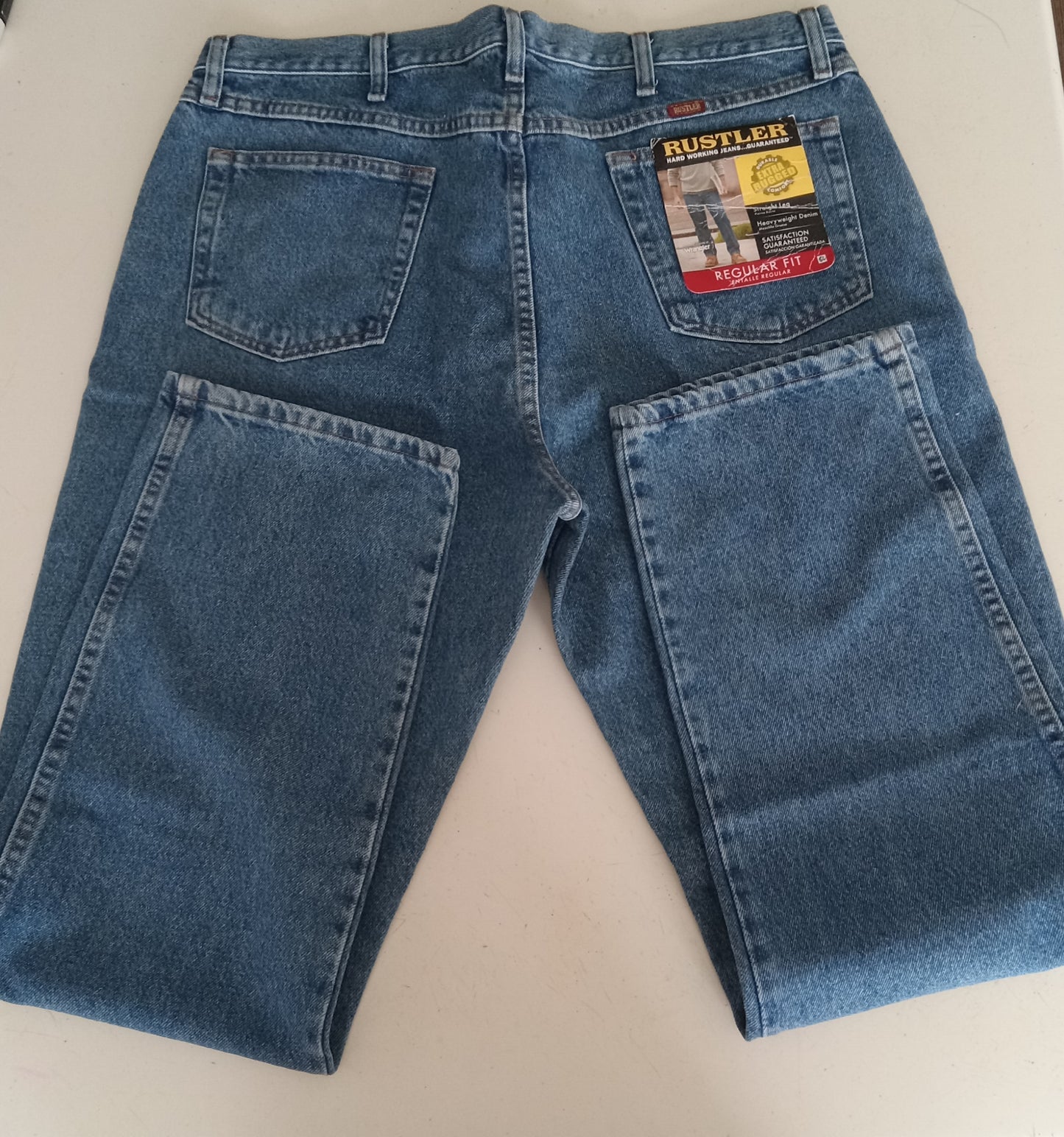 Wrangler Rustler Heavy Duty Jeans Denim Pants Mens XL 40x32, Regular Fit Straight Leg, NEW