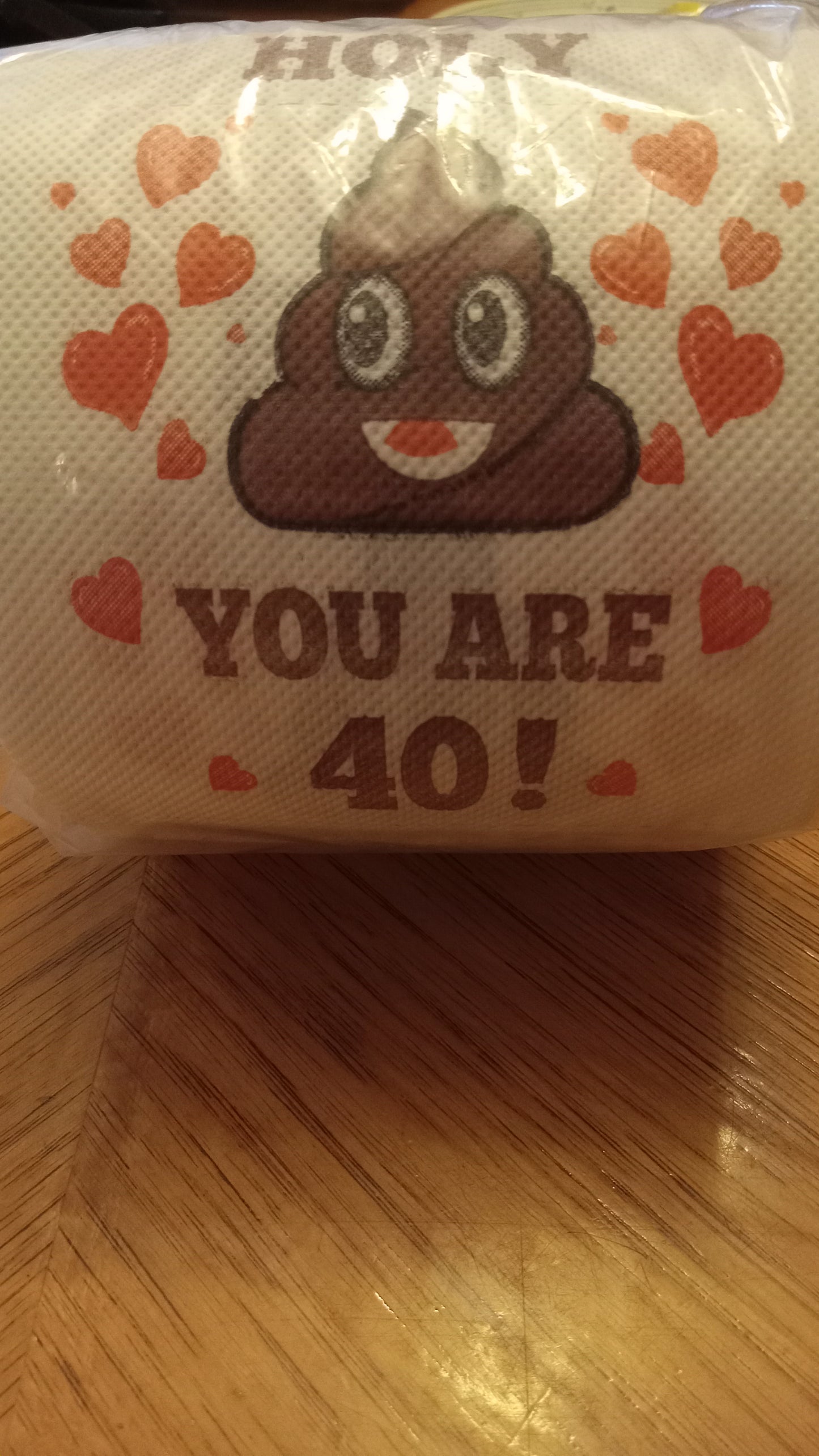 TOILET PAPER ROLL Gag Gift 40th Birthday - "Holy Poop You Are 40!" Prank Gift with Box